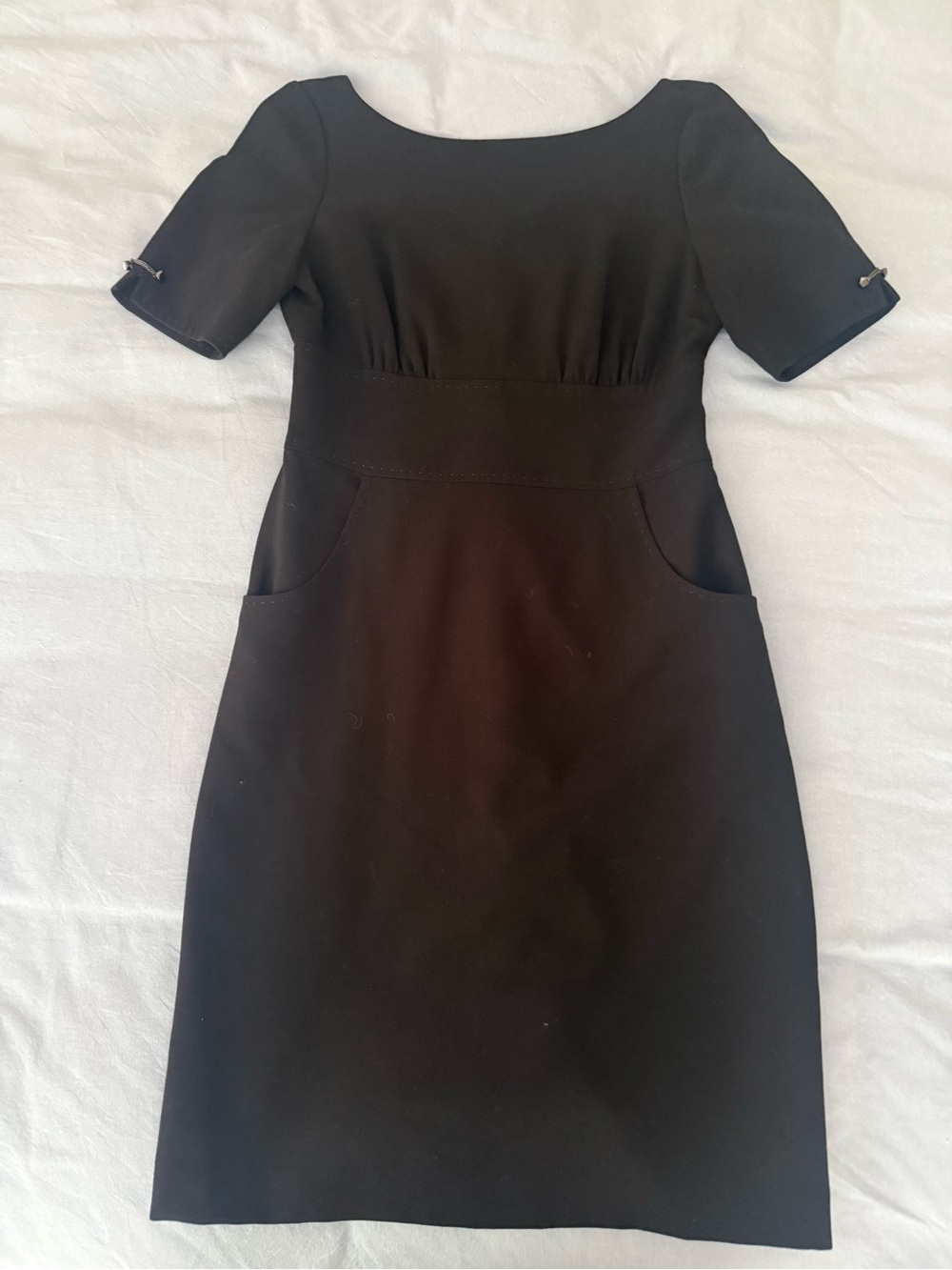 Tahari Black Midi Sheath Dress with Short Sleeves